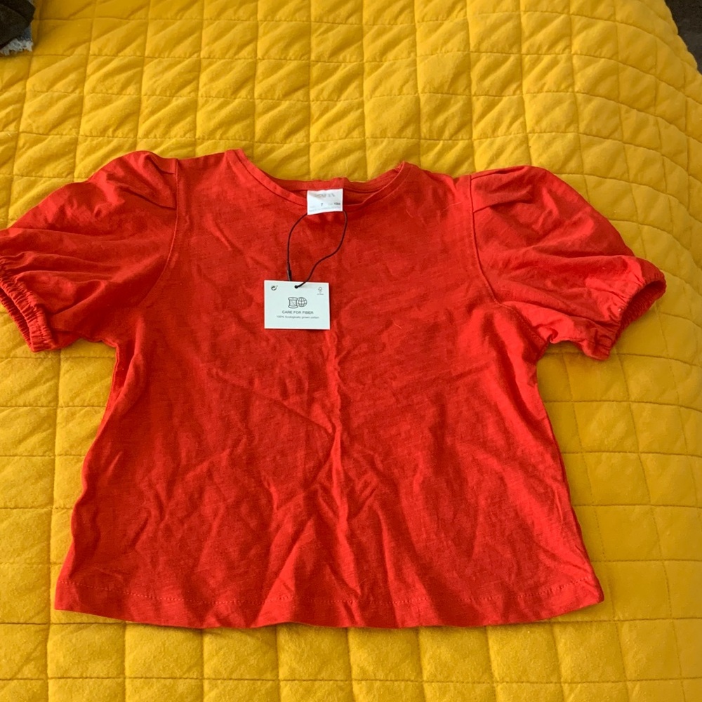 Zara Red Puff Sleeve Kids Tee